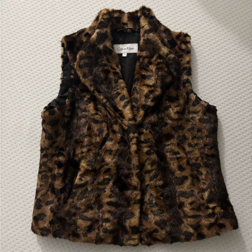 Calvin Klein Brown Faux Fur Vest